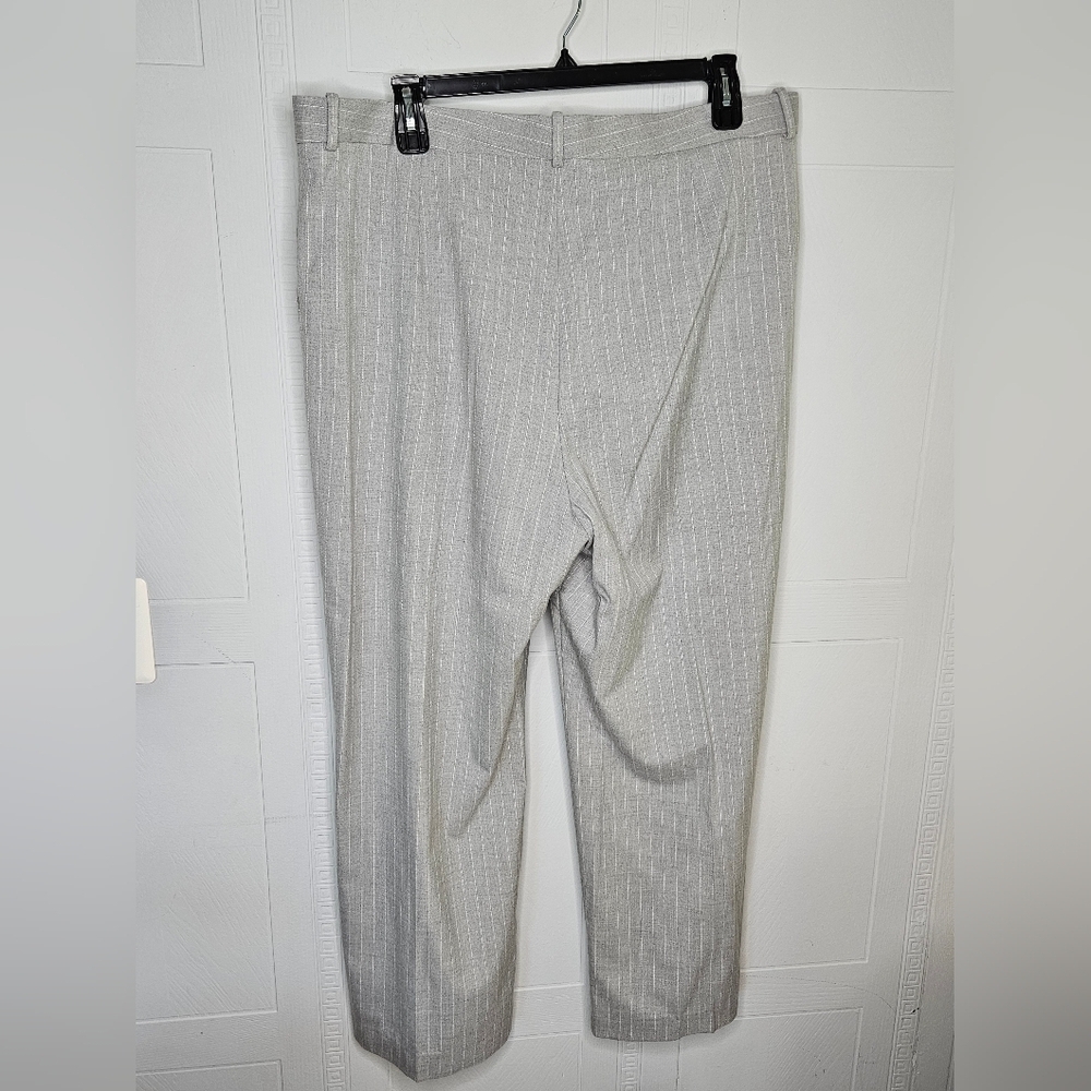 Mango Light Gray Pinstripe Wide-Leg Trousers - Picture 3 of 14